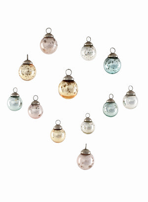 Serene Spaces Living Set of 12 Multi Color Mini Glass Ball Ornaments, 1" Dia