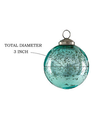 Serene Spaces Living Set of 9 Assorted Gold / Teal Glass Ball Ornaments, 3" Dia