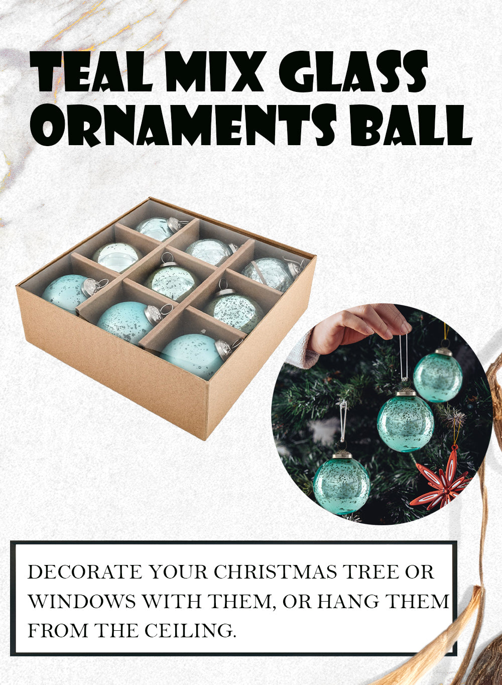 3" Assorted Glass Ball Ornaments, in 2 Colors