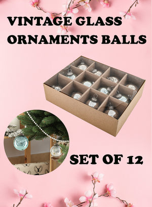 Serene Spaces Living Set of 12 Vintage Style Glass Ball Ornaments for Xmas Tree