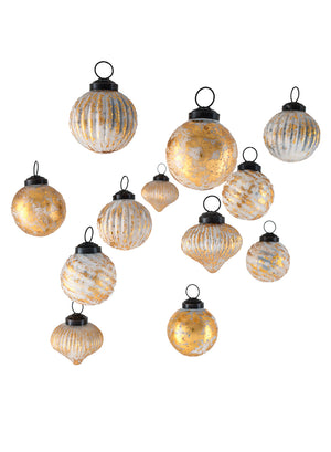2" Gold Foil Glass Ornaments, Set of 12