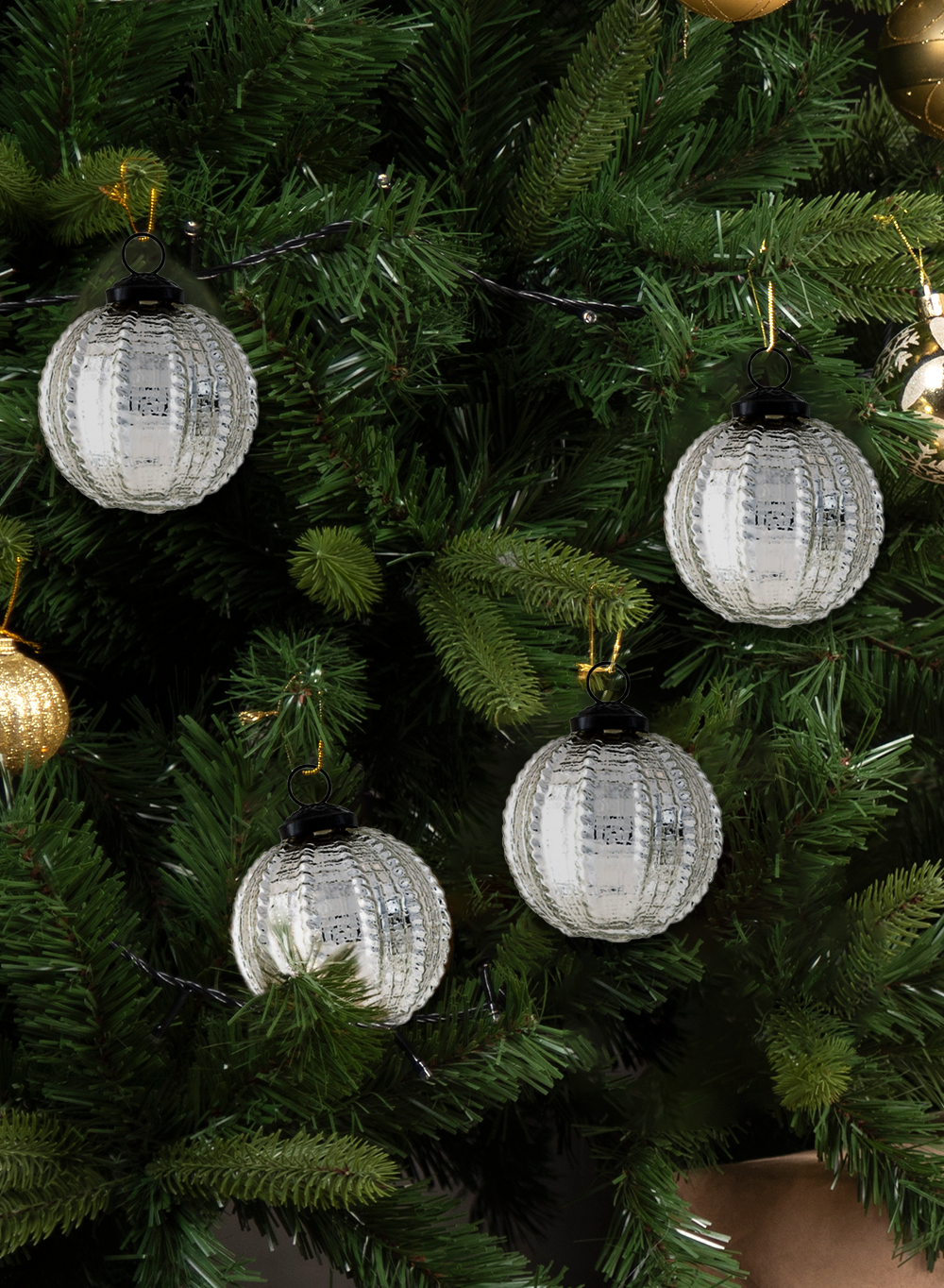 Glass Ornament Ball, 3" Sphere, Set of 9