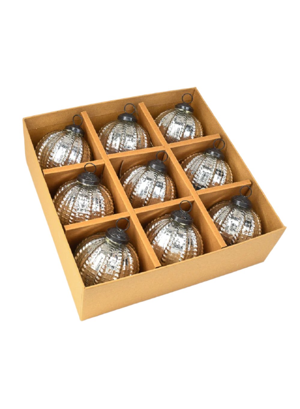 Glass Ornament Ball, 3" Sphere, Set of 9