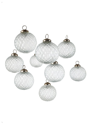 Glass Ornament Ball, 3" Sphere, Set of 9
