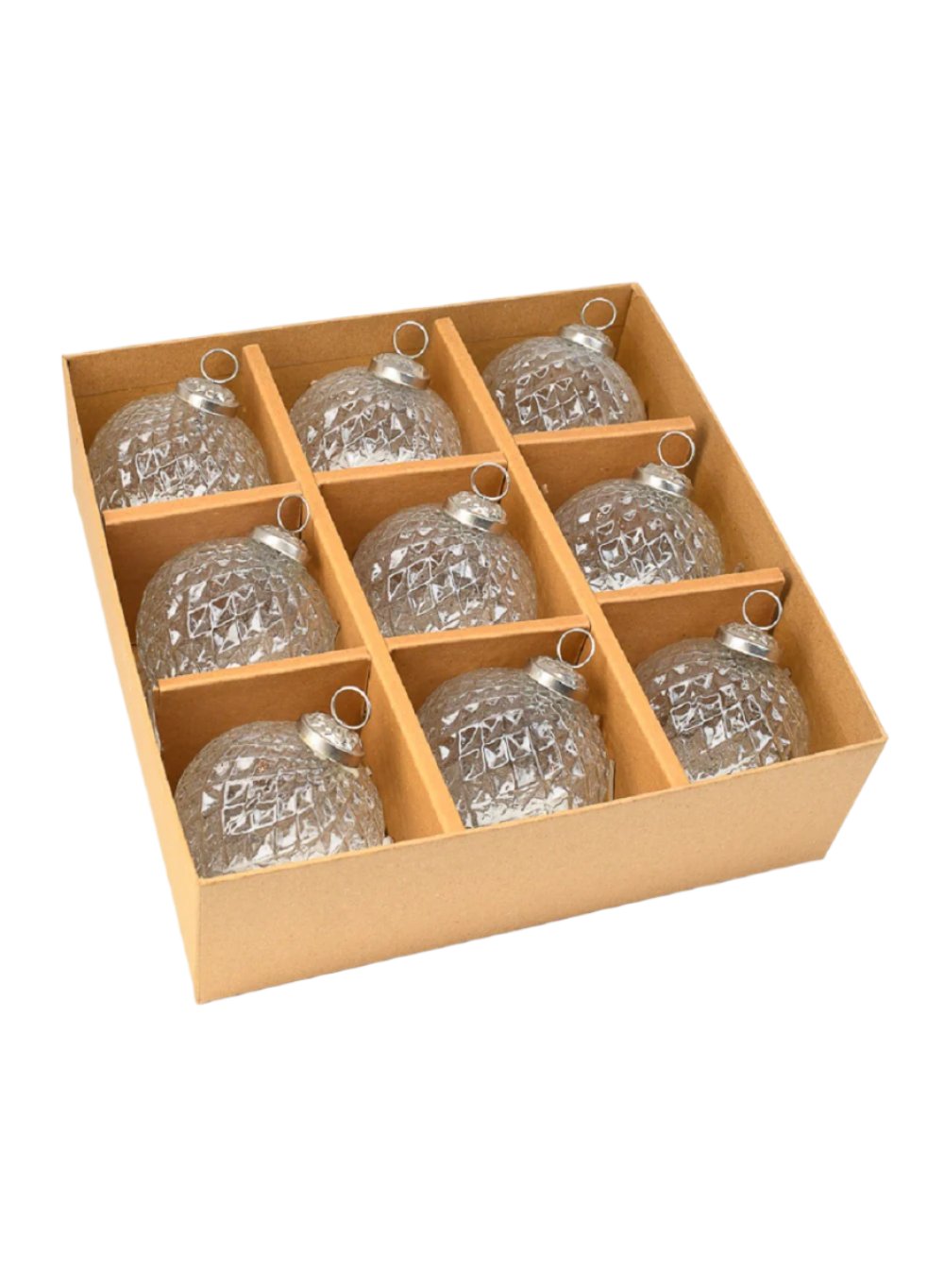 Glass Ornament Ball, 3" Sphere, Set of 9