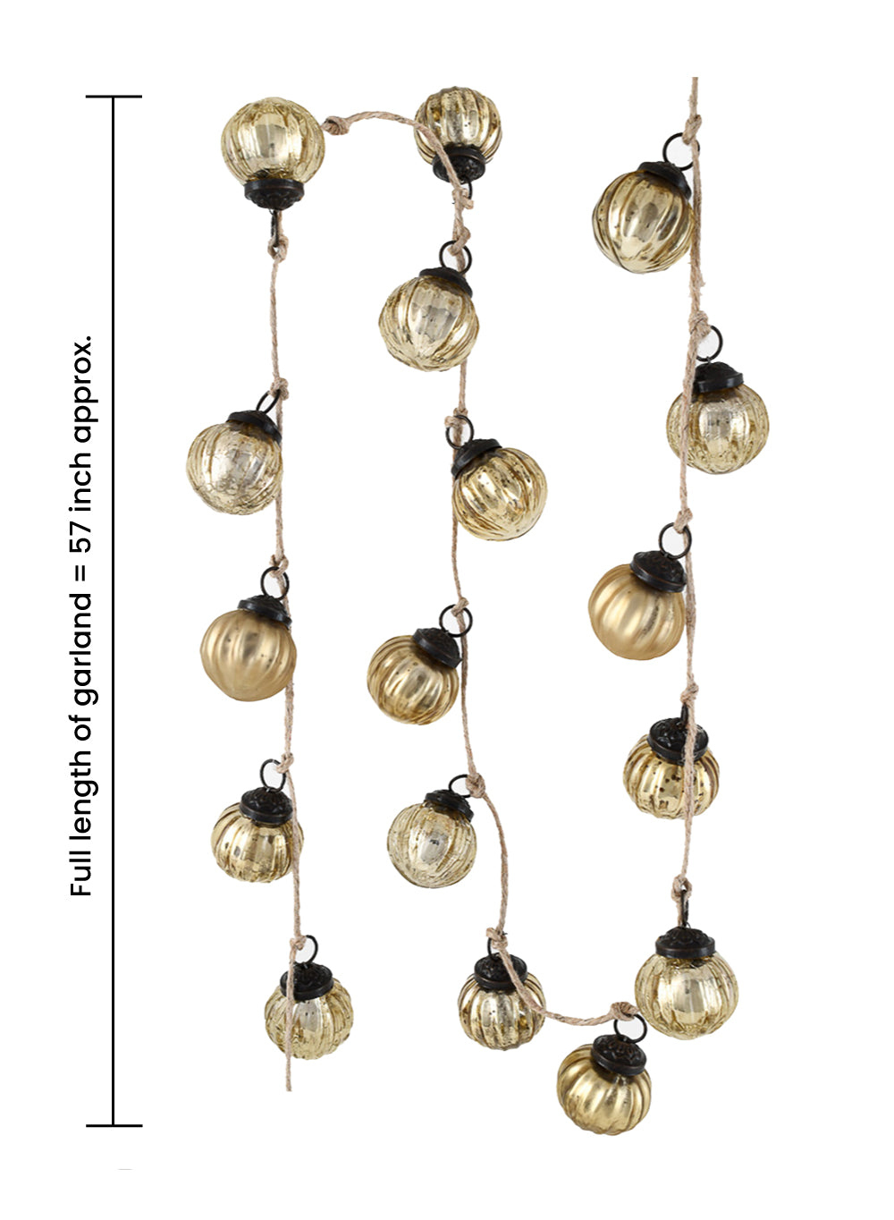 57" Gold Ribbed Ornament Garland