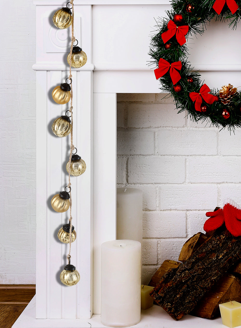 57" Gold Ribbed Ornament Garland