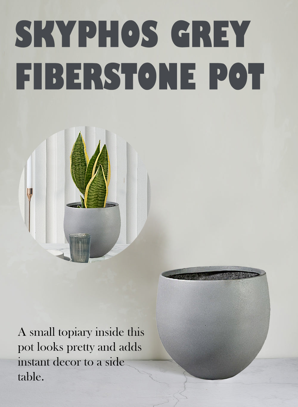 Grey Fiberstone Pot, in 3 Sizes