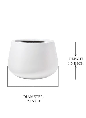 White Round Fiberstone Pot, in 2 Sizes