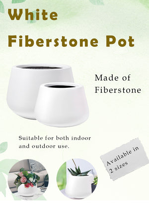 White Round Fiberstone Pot, in 2 Sizes