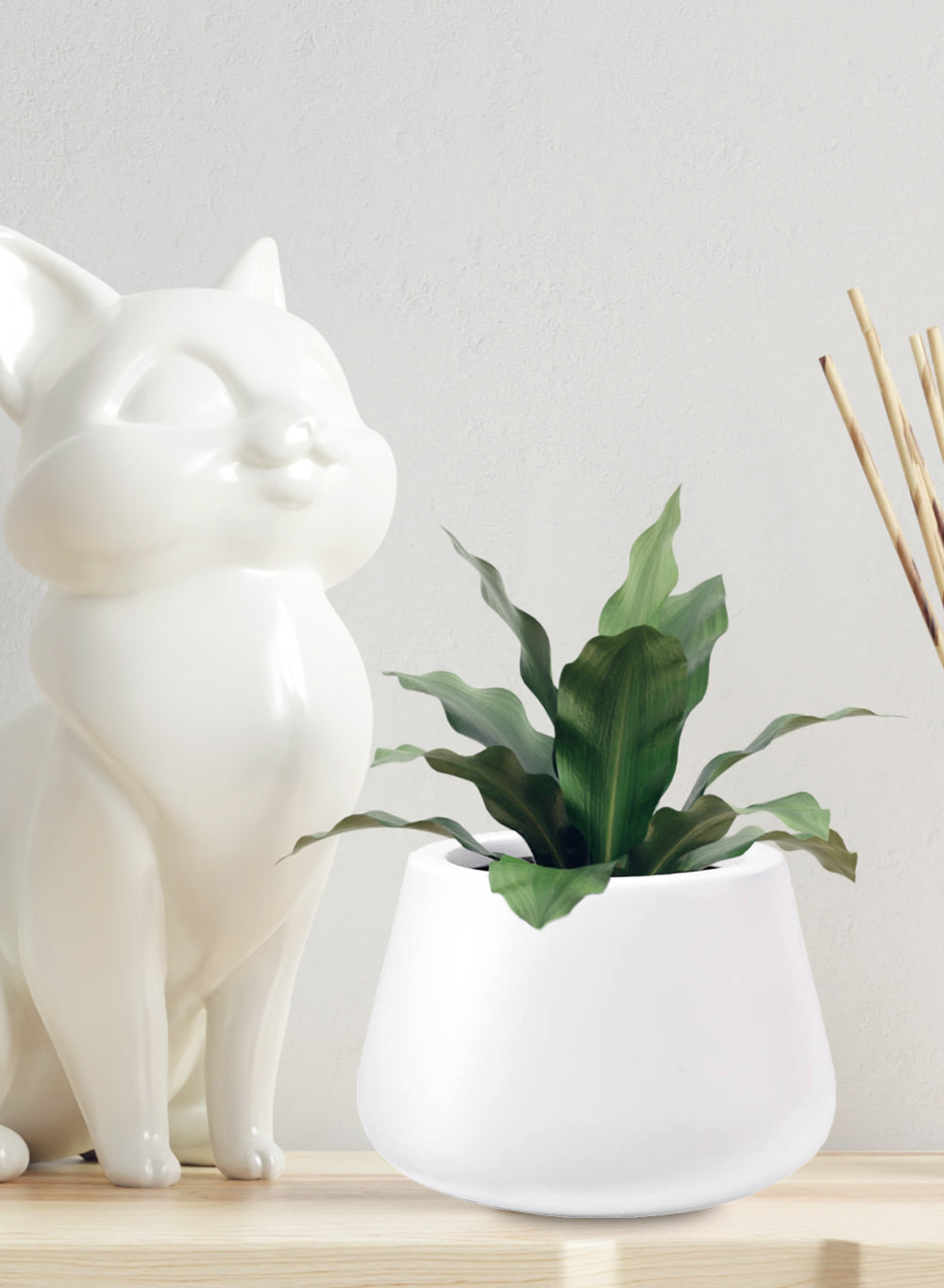 White Round Fiberstone Pot, in 2 Sizes