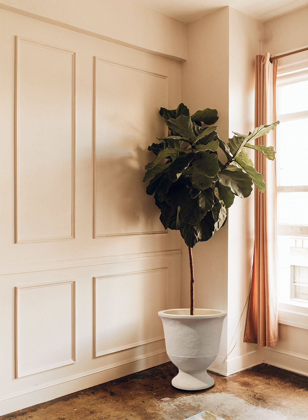 Vintage White Stone-Textured Urn Planter, in 2 Designs