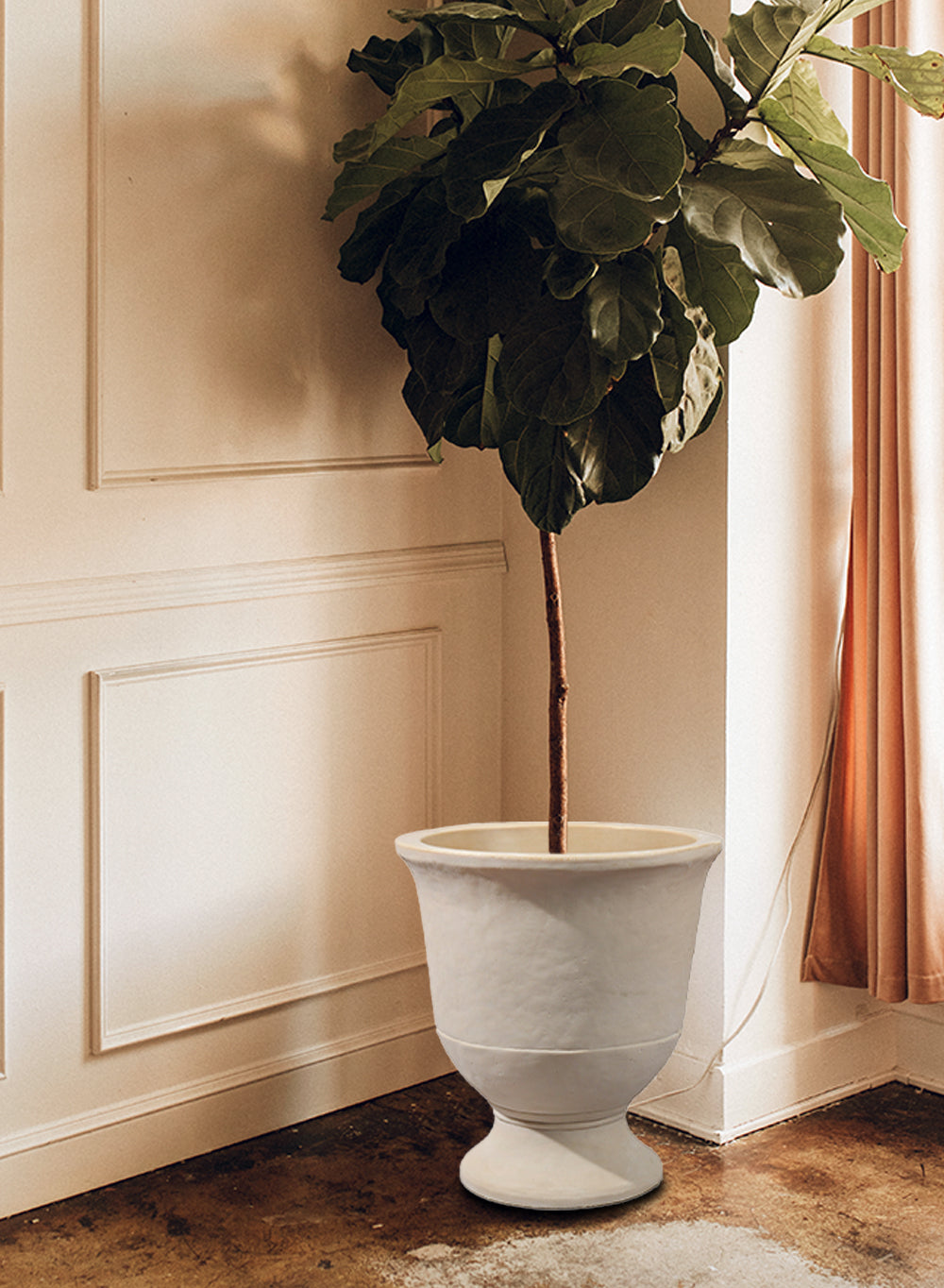 Vintage White Stone-Textured Urn Planter, in 2 Designs