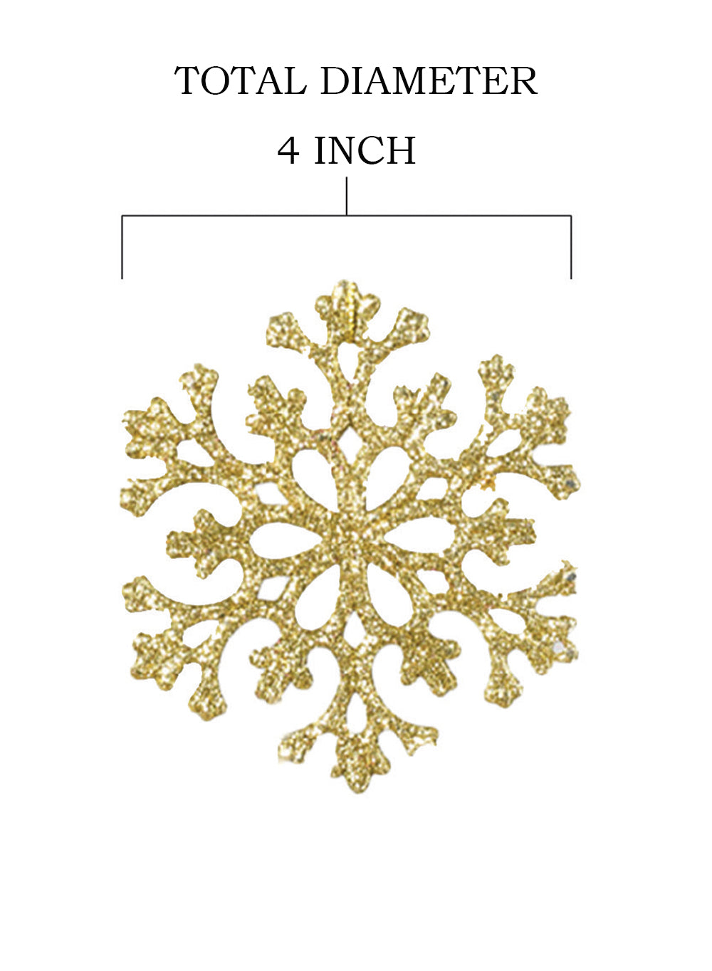 4" Gold Snowflake Christmas Ornaments, Set of 6