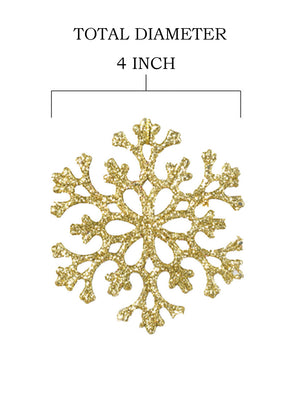 4" Gold Snowflake Christmas Ornaments, Set of 6