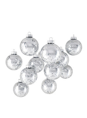 3" Silver Plastic Ornament Ball, Set of 12