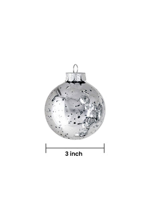 3" Silver Plastic Ornament Ball, Set of 12