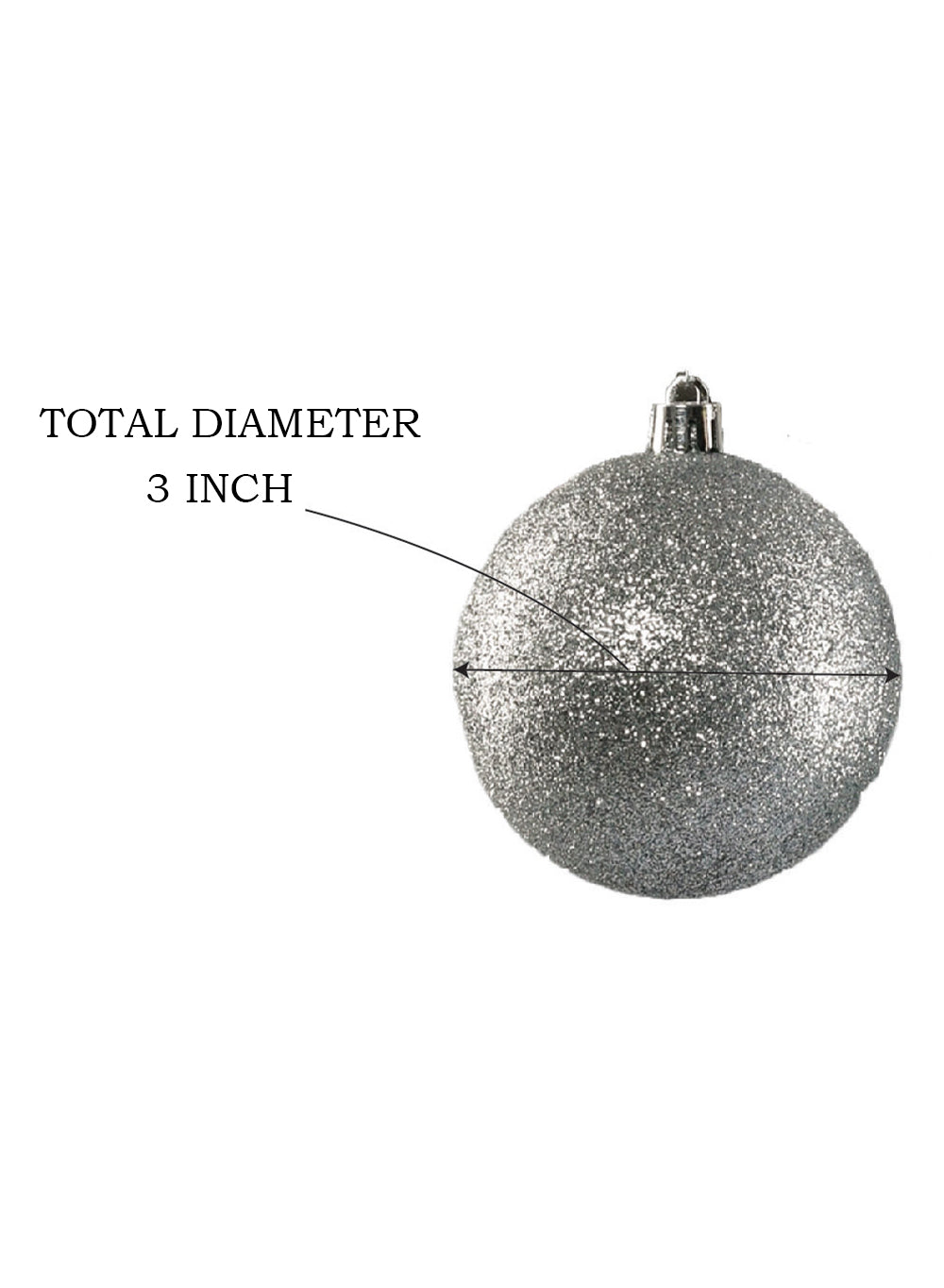 3" Assorted Glitter Silver Ball Ornaments, Set of 12