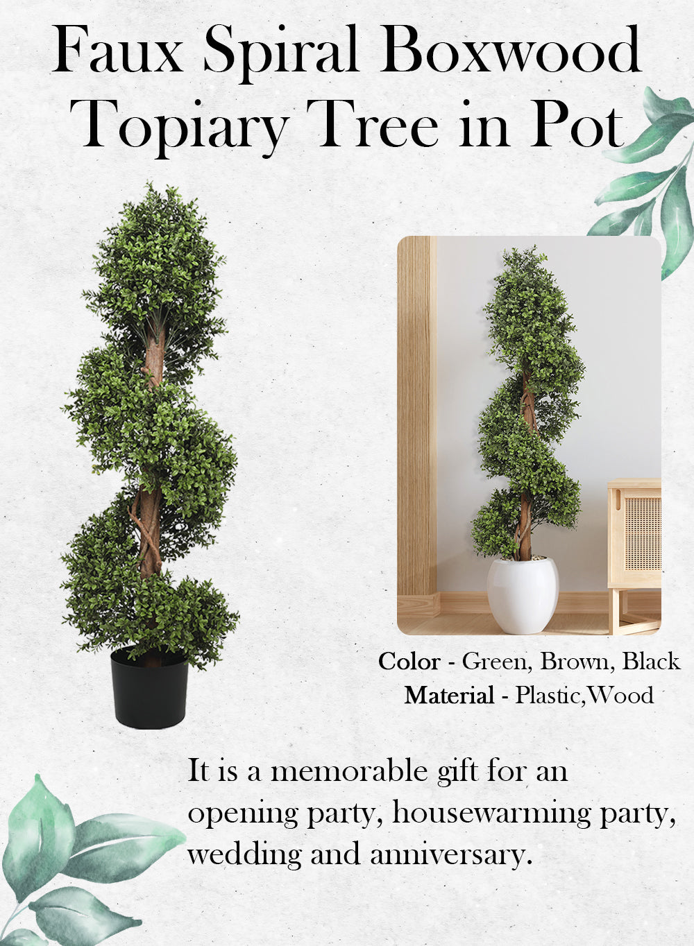 Faux Boxwood Topiary Tree in Pot, in 5 Designs