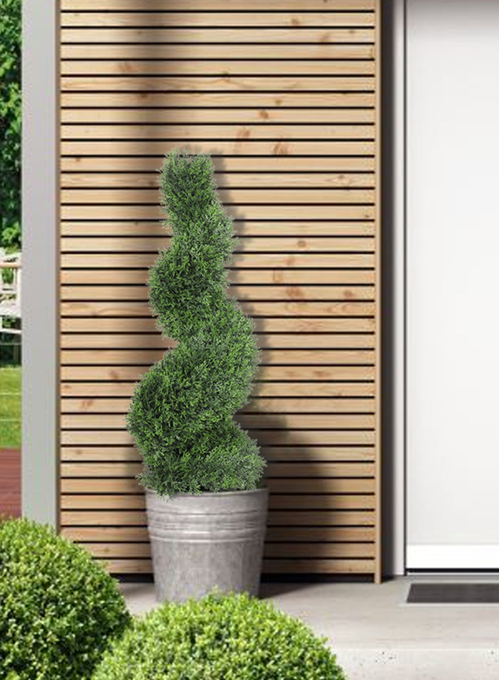 Faux Boxwood Topiary Tree in Pot, in 5 Designs