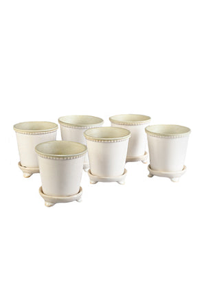 Mini Ceramic Pot & Saucer - Set of 6