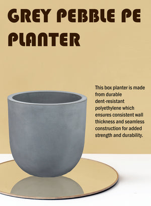 Gray Pebble Poly Resin Planter Pot, in 3 Sizes