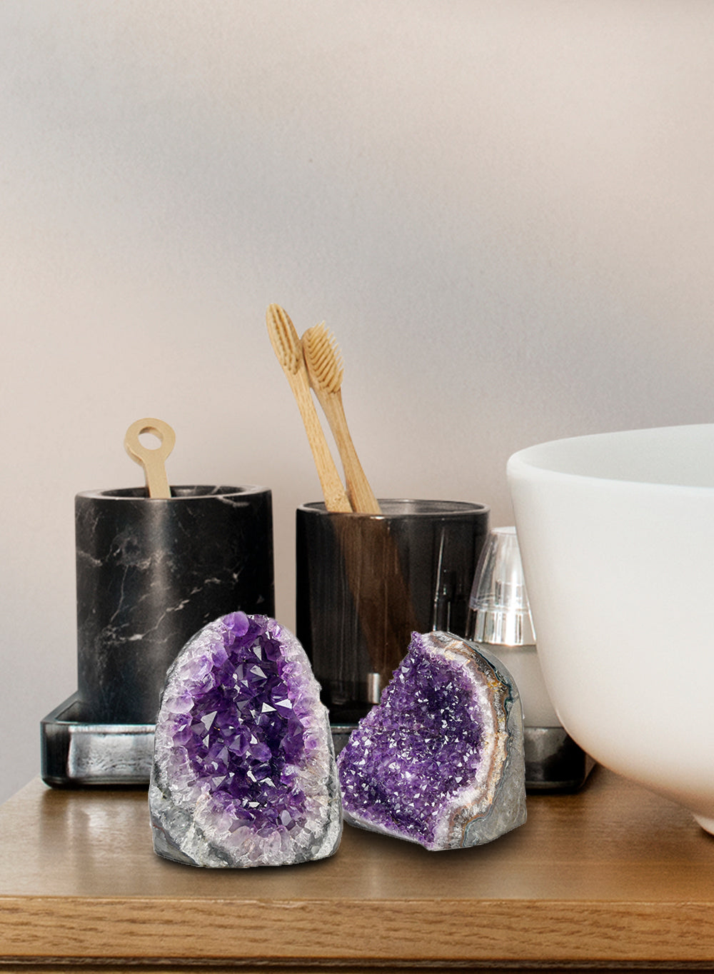 Serene Spaces Living Natural Amethyst Geode Crystal from Uruguay, in 3 Sizes