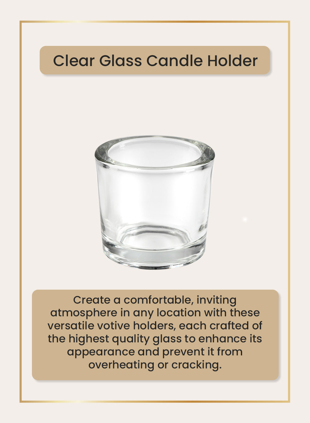 Set of 48 Thick Glass Candle Holder, in 3 Colors