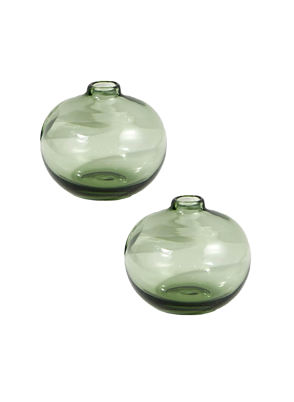 Serene Spaces Living Set of 2 Light Green Bud Vase, 3.25" Diameter & 3.5" Tall