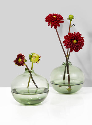 Serene Spaces Living Set of 2 Light Green Bud Vase, 3.25" Diameter & 3.5" Tall