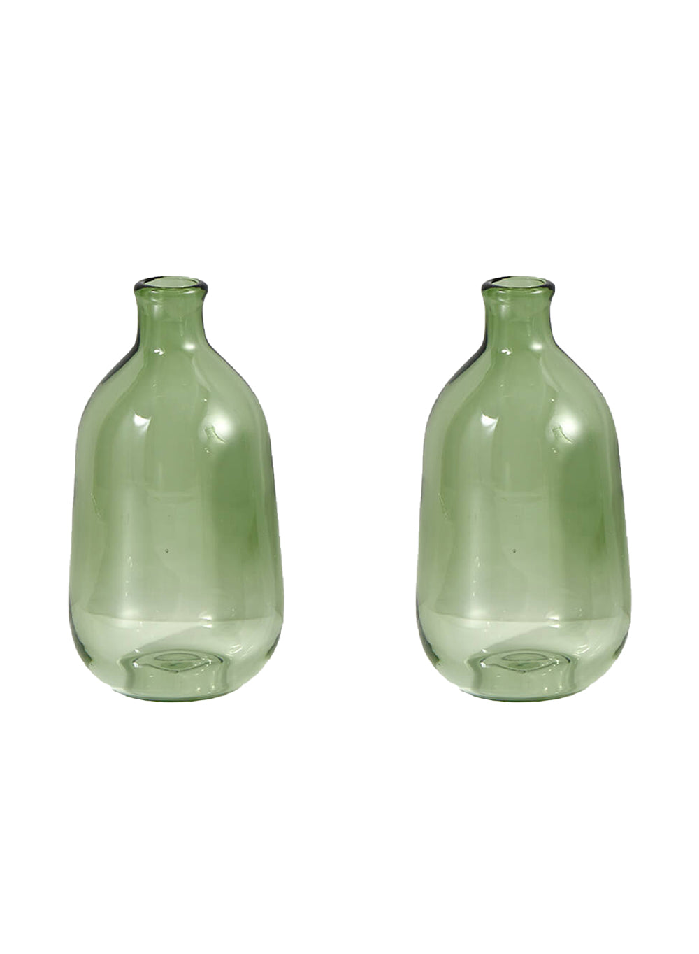 Serene Spaces Living Set of 2 Light Green Bud Vase, 3.25" Diameter & 6.25" Tall