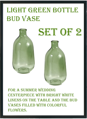 Serene Spaces Living Set of 2 Light Green Bud Vase, 3.25" Diameter & 6.25" Tall