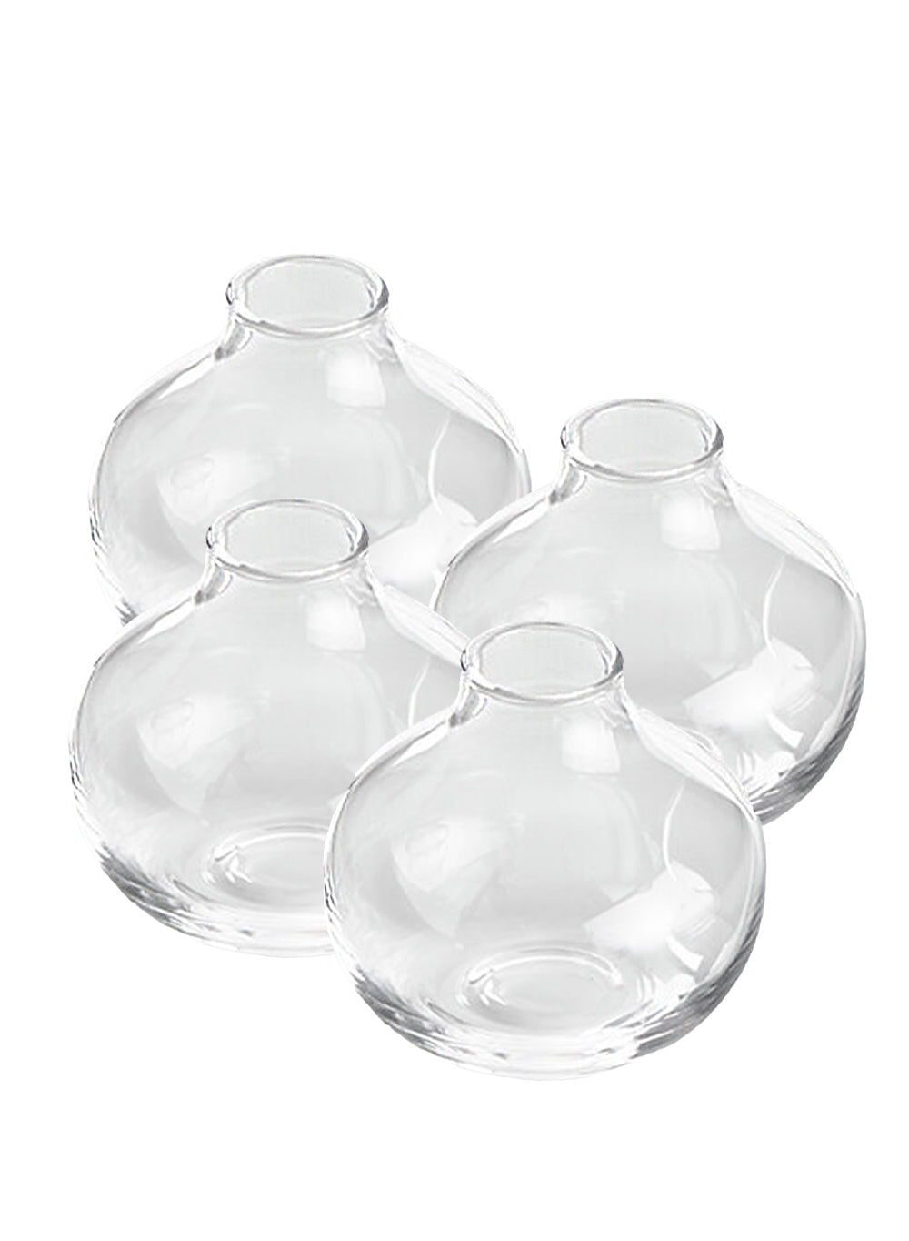 Round Glass Bud Vase, 2.75" Diameter & 2.25" Tall, Set of 4