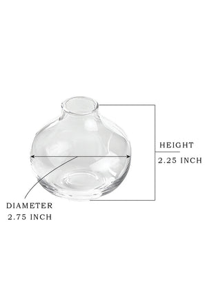 Round Glass Bud Vase, 2.75" Diameter & 2.25" Tall, Set of 4