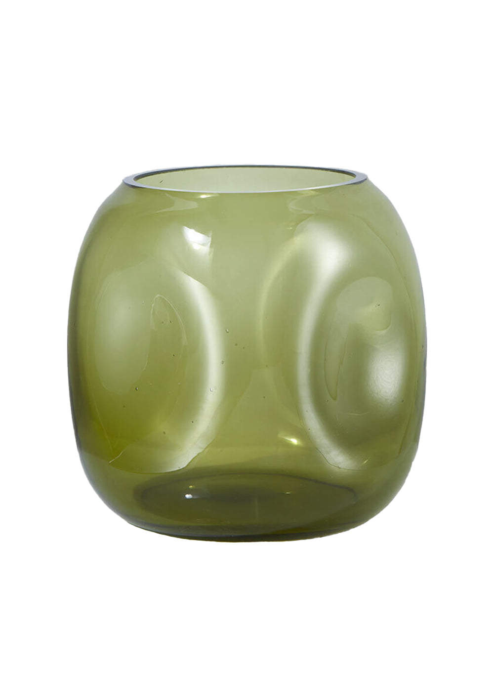 Serene Spaces Living Green Cube Dimpled Glass Vase, 5" Square & 5.25" Tall