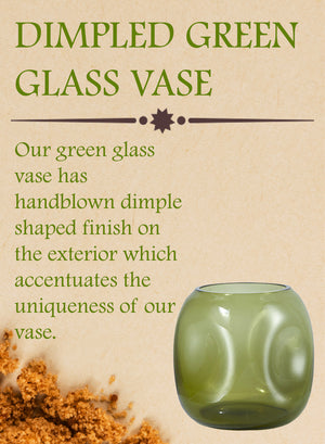 Serene Spaces Living Green Cube Dimpled Glass Vase, 5" Square & 5.25" Tall