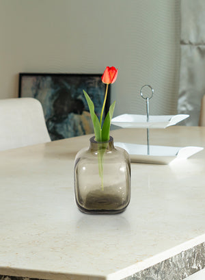 Serene Spaces Living Set of 4 Vintage Square-Shaped Glass Bud Vase, in 2 Colors