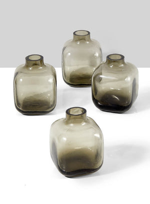 Serene Spaces Living Set of 4 Vintage Square-Shaped Glass Bud Vase, in 2 Colors