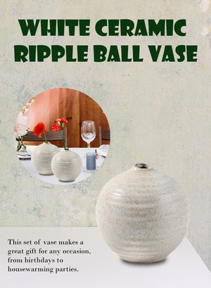 Handcrafted Ceramic Ripple Ball Vase, in 2 Colors, Set of 2 or 24