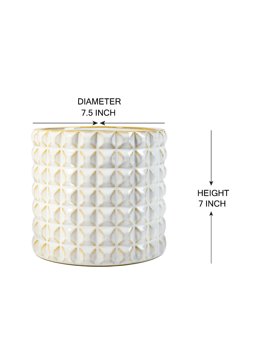 White Studded Ceramic Cylinder Vase, in 2 Sizes