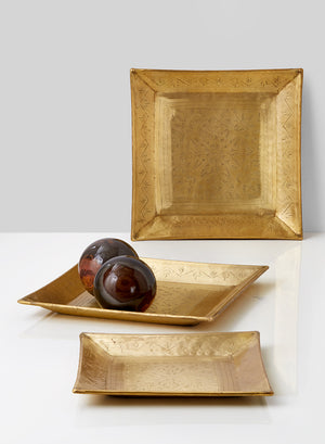 Antique Square Brass Tray, In 2 Sizes