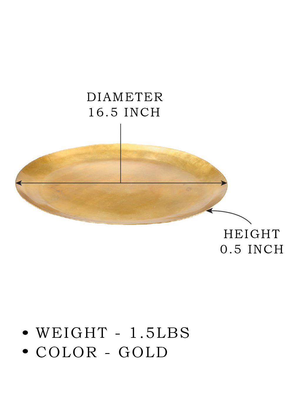 Gold Round Brass Tray, 16.5" Diameter