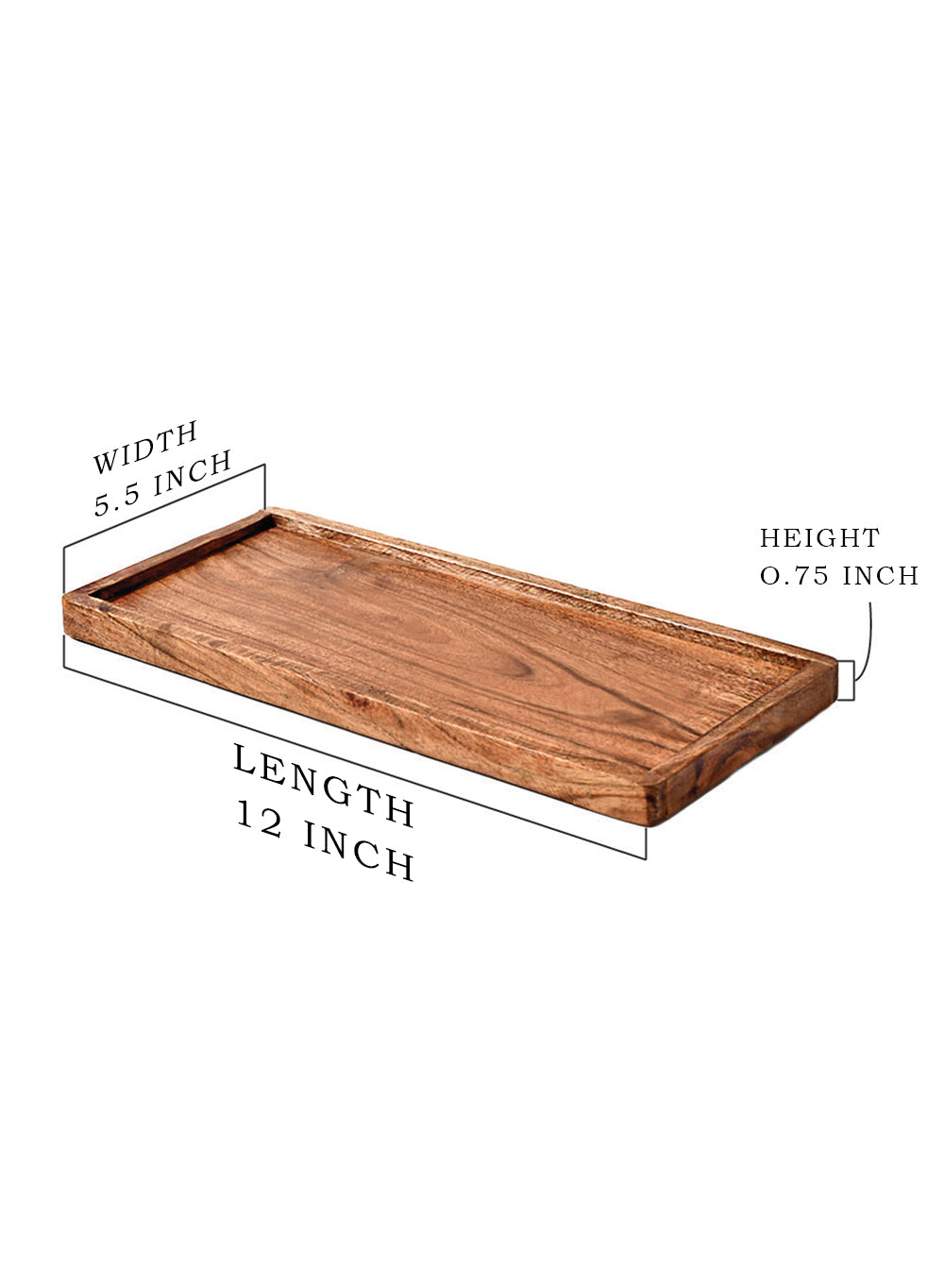 Better Homes & Gardens- Acacia Wood Rectangle Tray with Gold Color Handles,  One Size