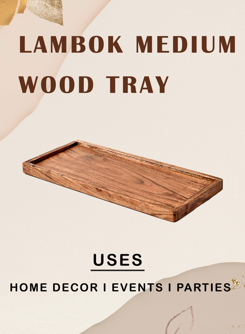 Natural Acacia Wood Tray, in 5 Shapes