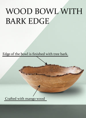 Serene Spaces Living Natural Mango Wood Bowl, Handmade Multipurpose Bowl, Available in 2 Sizes