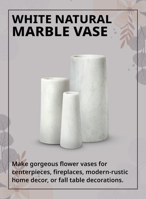 White Marble Vase, in 3 Sizes