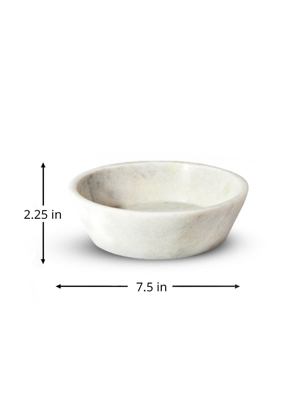 White Marble Bowl, 2.25" Wide and 7.5" Diameter