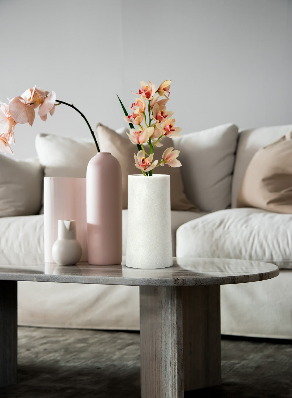 White Marble Vase, in 3 Sizes