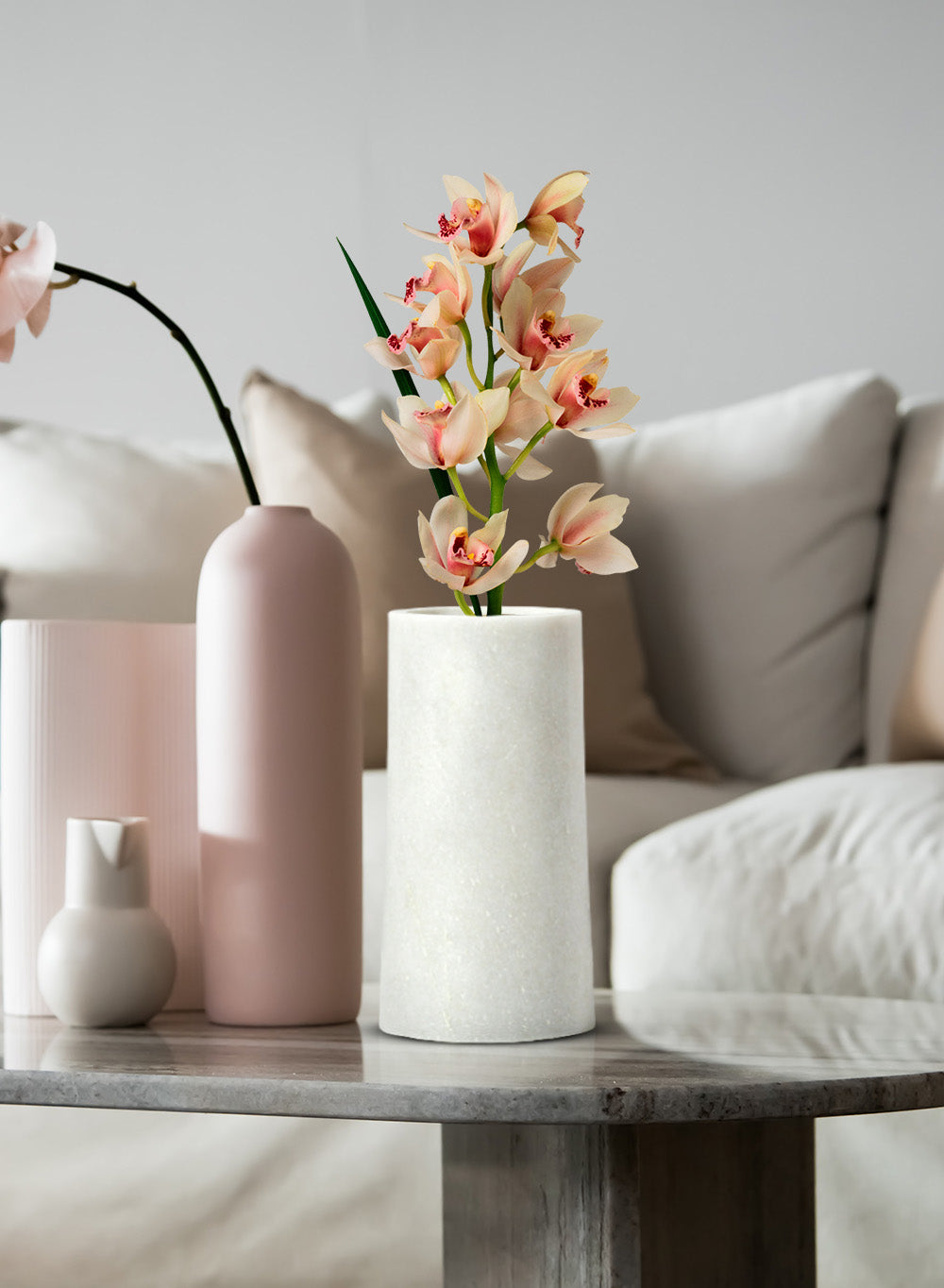 White Marble Vase, in 3 Sizes