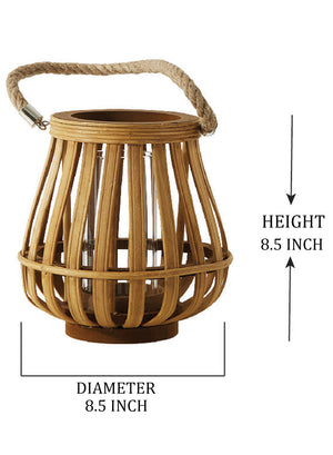 Bell-Shaped Wood Candle Lantern, 8.5" Diameter & 8.5" Tall